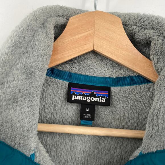 Copied - Patagonia M Gray Fleece Blue Trim 1/4 Zip Pullover Long Sleeve Sweater - Picture 3 of 4